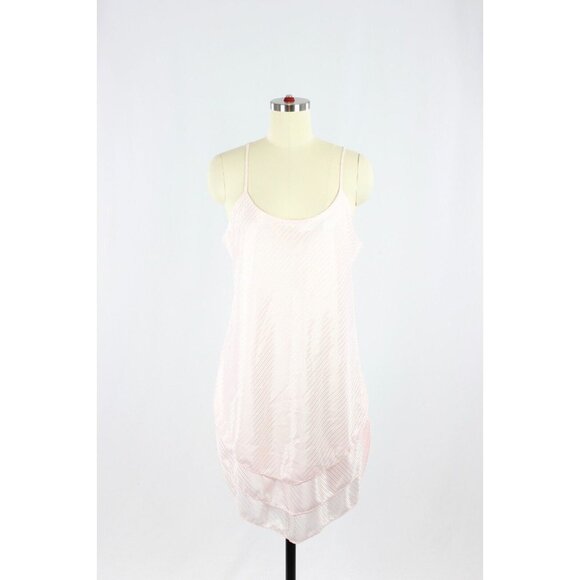 Vintage Other - Vintage 80's LOV LEE Light Pink Stripe Satin Layered Slip Dress, Size M